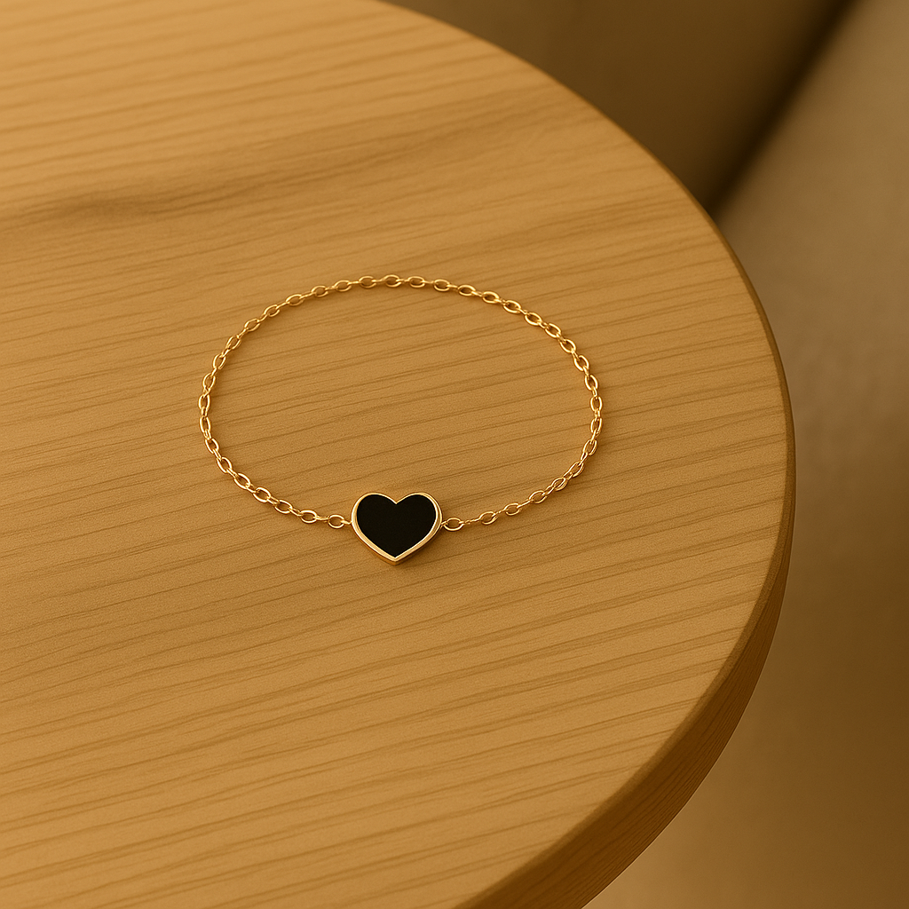 Coffret bijoux élégance – Montre noire & bracelet cœur
